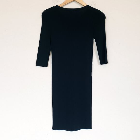 Uniq Black Silver Stripe Knit Dress Women's Medium Casual Fall Autumn Neutral - Picture 2 of 7